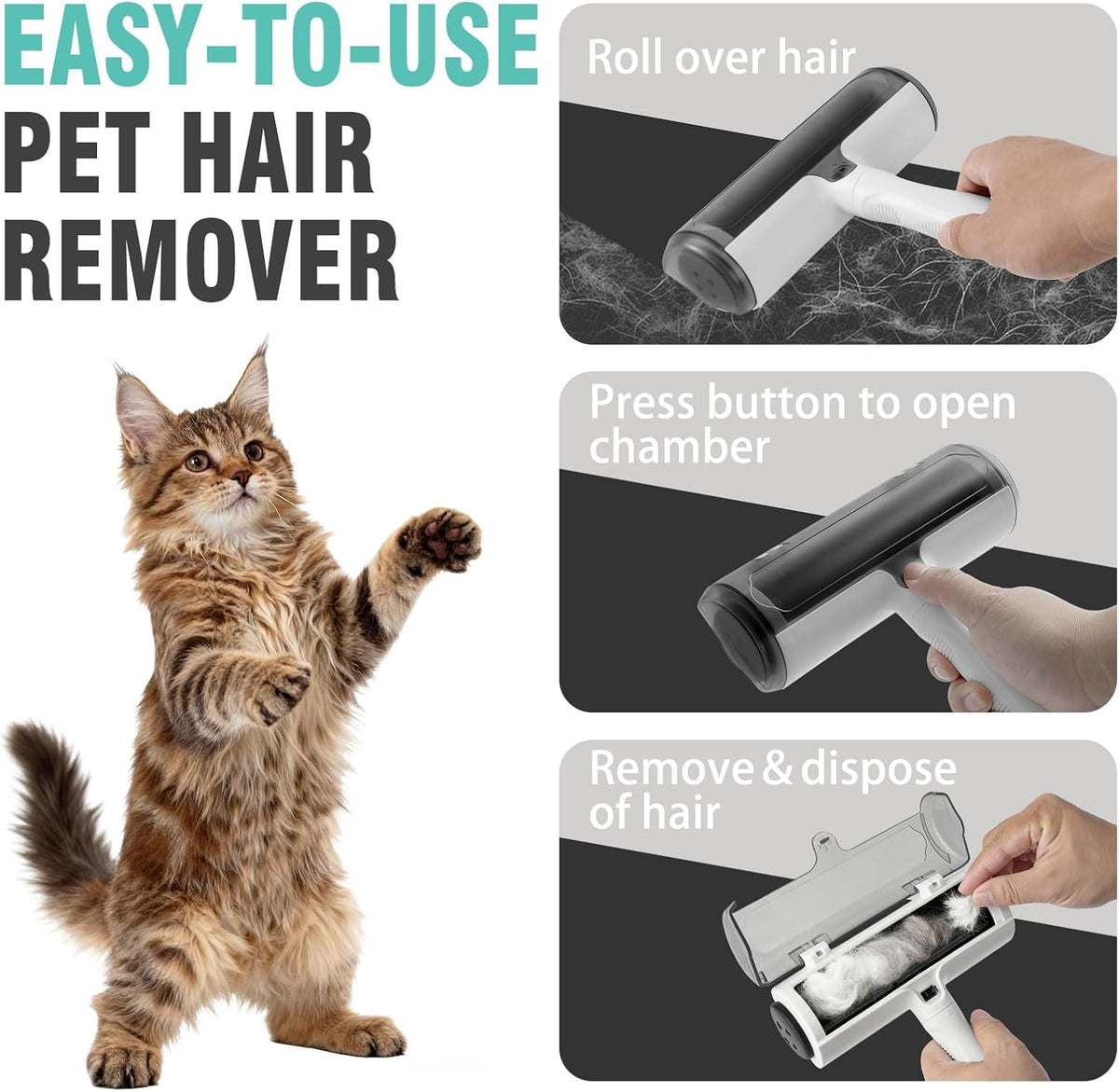 Pet Hair Remover Rollers,Lint Roller for Pet Hair (White)