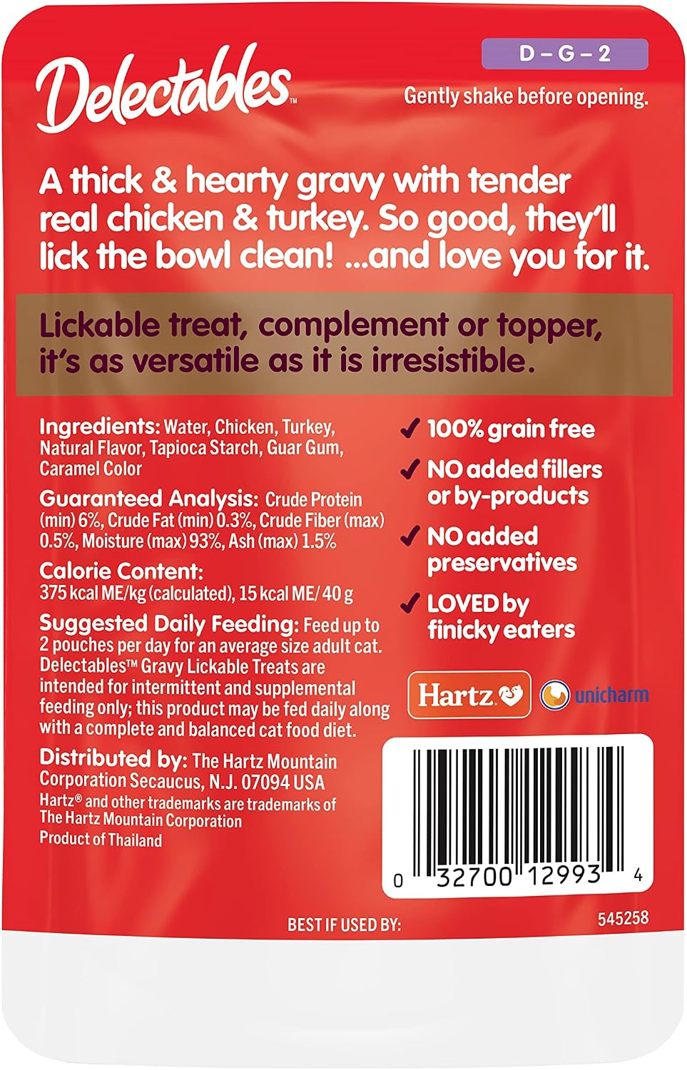 Delectables Lickable Treat Gravy Wet Cat Treat Variety Pack, Food Topper, Hydrating, Grain-Free, No Fillers, By-Products, Added Preservatives, 1.4oz Pouch, 12ct